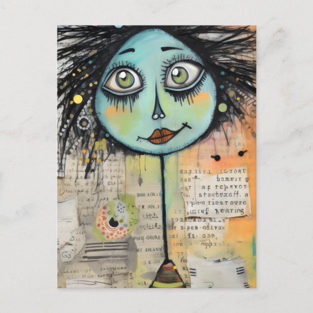 Cartão Postal Artsy Damas 2 Olhos Verdes (Frente)