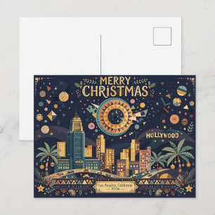 Cartão Postal Artsy Los Angeles, Califórnia Feliz Natal