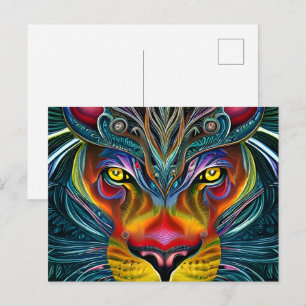 Cartão Postal Artsy Magical Fantasy Lion