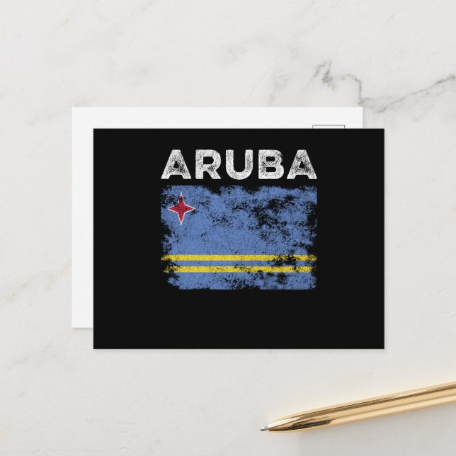 Cartão Postal Aruba Flag Distressed - Aruban Flag (Frente/Verso In Situ)