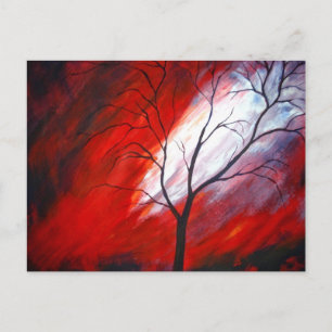Cartão Postal Árvore abstrato e Céu Vermelho