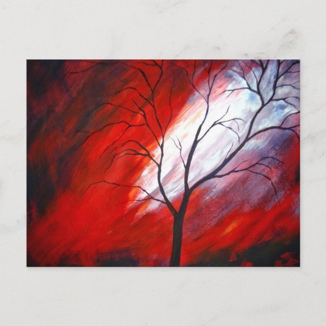 Cartão Postal Árvore abstrato e Céu Vermelho (Frente)