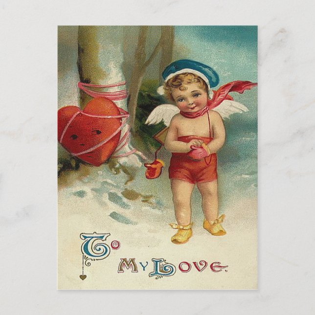 Cartão Postal Árvore Amarrada Cupid Heart (Frente)