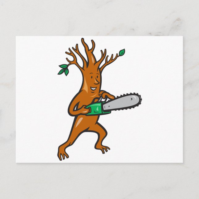 Cartão Postal Árvore Arborista Com Chainsaw (Frente)