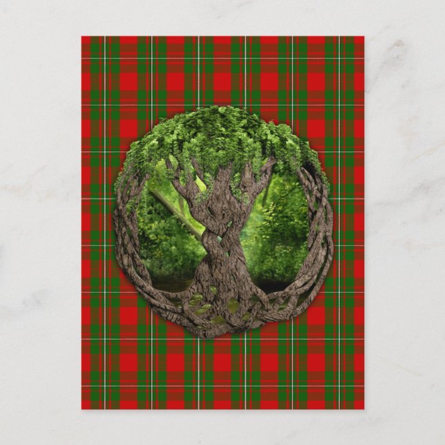 Cartão Postal Árvore Celta Da Vida E Clã MacGregor Tartan (Frente)