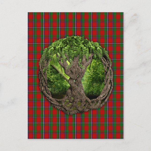 Cartão Postal Árvore Celta Da Vida E Clã Sinclair Tartan (Frente)