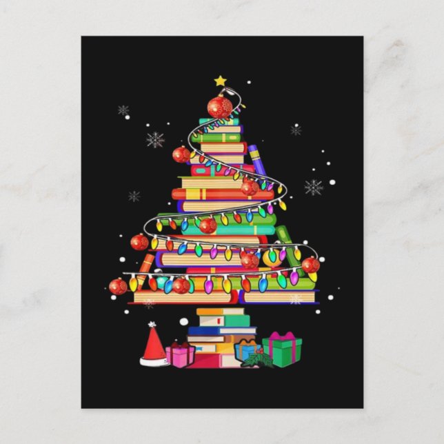 Cartão Postal Árvore da Biblioteca Feliz Natal (Frente)