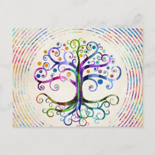 Cartão Postal Árvore da vida aquarela