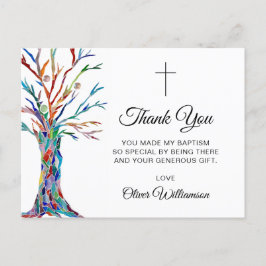 Cartão Postal Árvore da vida Batismo Christening Obrigado