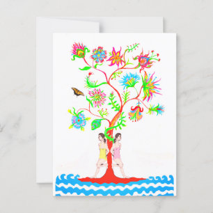 Cartão Postal Árvore da vida. Flora e fauna