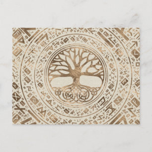Cartão Postal Árvore da vida - Padrão Runic de Yggdrasil