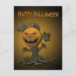 Cartão Postal Árvore de Abóbora Feliz Halloween