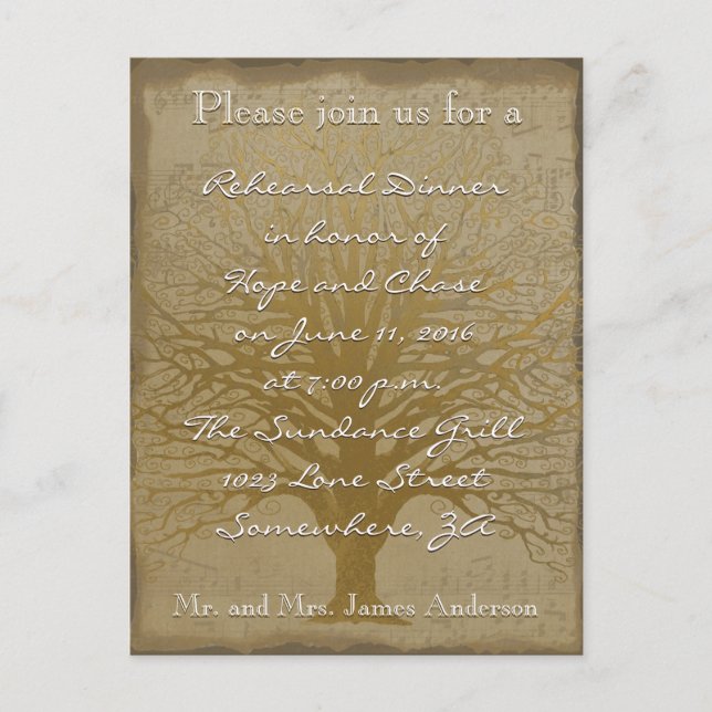 Cartão Postal Árvore de carvalho do Ouro de ensaio Jantado (Frente)