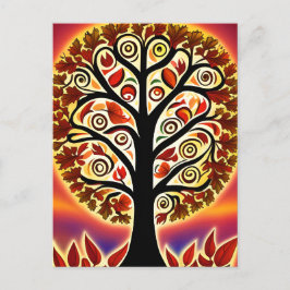 Cartão Postal Árvore de Colheita de abstrato Autumn