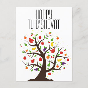 Cartão Postal Árvore de Frutas Happy Tu B'Shevat