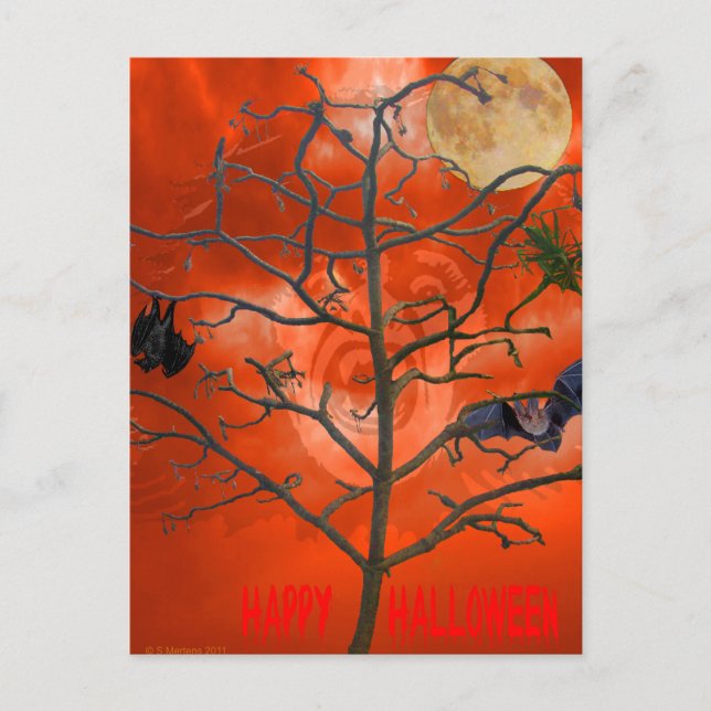 Cartão Postal Árvore de morto entre um Cartão-Postal Laranja Esc (Frente)