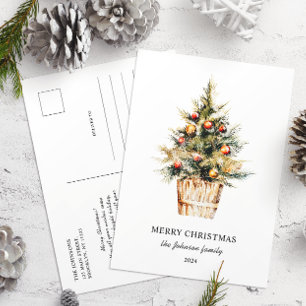 Cartão Postal Árvore de Natal Alegre Elegante Sem Foto