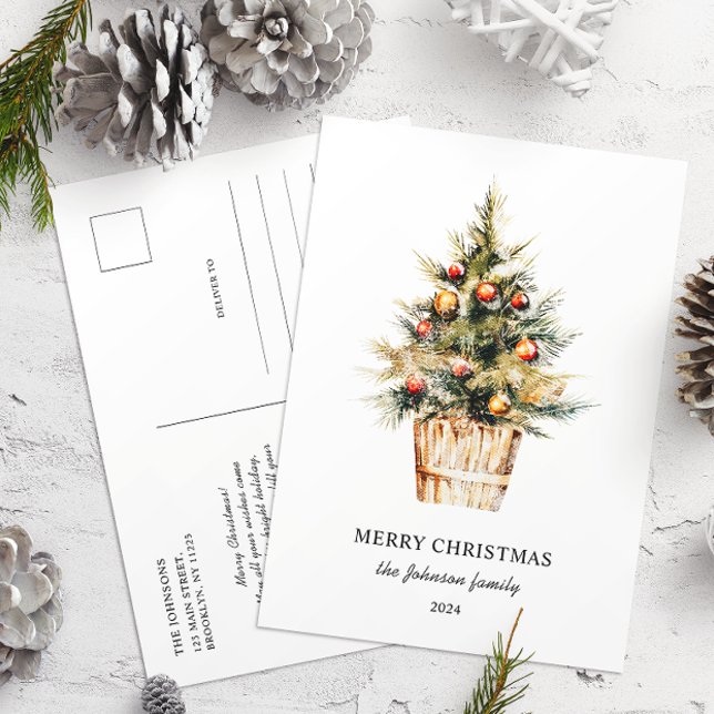 Cartão Postal Árvore de Natal Alegre Elegante Sem Foto (Criador carregado)