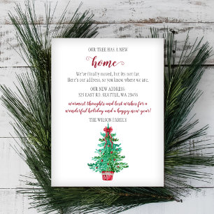 Cartão Postal Árvore de Natal Antiga Mudamos Anúncio de Mudança 