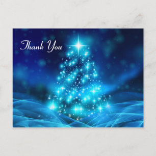 Cartão Postal Árvore de Natal Azul Elétrico Moderna Obrigado