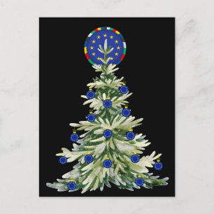 Cartão Postal Árvore de Natal - Bandeira da União Europeia   Eur
