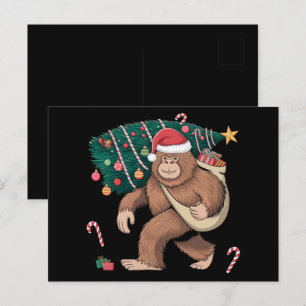 Cartão Postal Árvore de Natal Bigfoot Luzes Xmas Sasquatch Lover