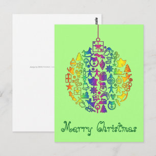 Cartão Postal Árvore de Natal - Bola com Ícones de Natal 1