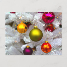 Cartão Postal Árvore de Natal Branca com Balas Coloridas