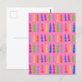 Cartão Postal Árvore de Natal Colorida Pop Art Rosa