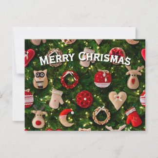 Cartão Postal Árvore de Natal com brinquedos de feltro