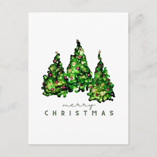 Cartão Postal Árvore de Natal com Design de Tinta