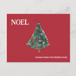 Cartão Postal Árvore de Natal de Aquarela Festiva