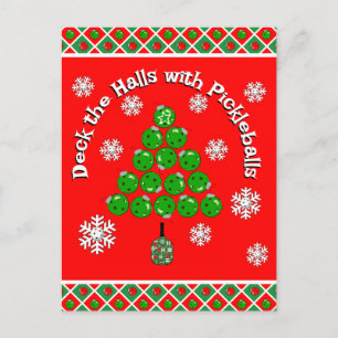 Cartão Postal Árvore de Natal de Pickleball Decorar os Corredore