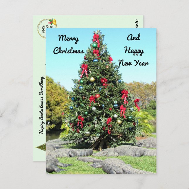 Cartão Postal Árvore de Natal do Florida Gator (Frente/Verso)