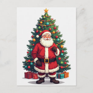 Cartão Postal Árvore de Natal do Papai Noel Presente de Natal