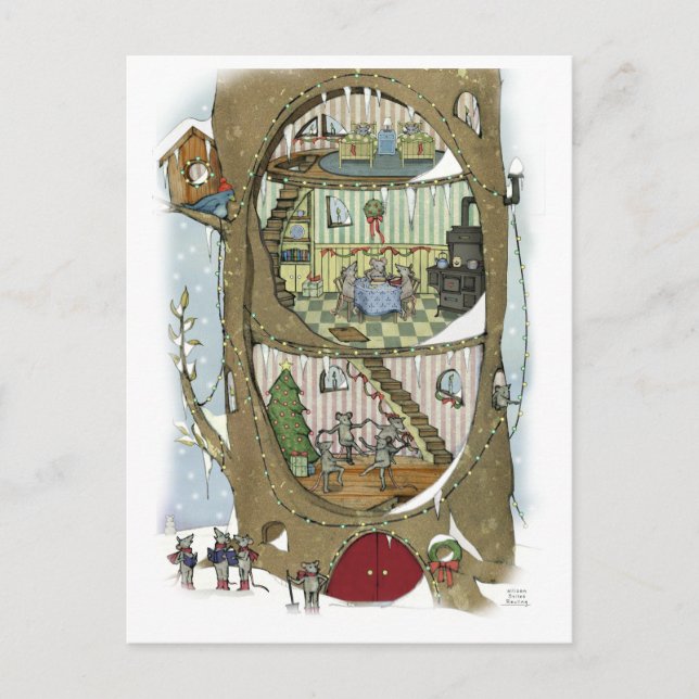 Cartão Postal Árvore de Natal do Rato Postcard (Frente)