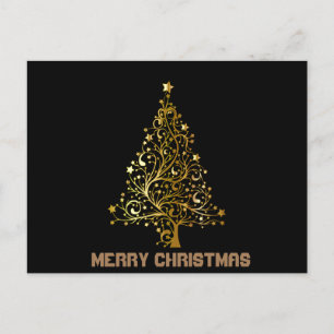 Cartão Postal Árvore de Natal Dourada e Preta
