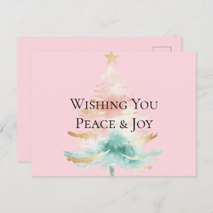 Cartão Postal Árvore de Natal Dourada, Rosa Rosa Rosa Rosa, Joia