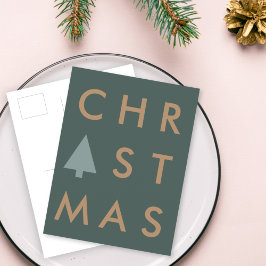 Cartão Postal Árvore de Natal | Dourado e Verde minimalista mode