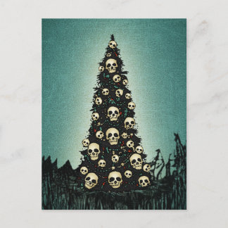 Cartão Postal Árvore de Natal Drew com crânios