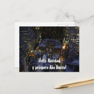 Cartão Postal Árvore de Natal espanhola em Manhattan à noite