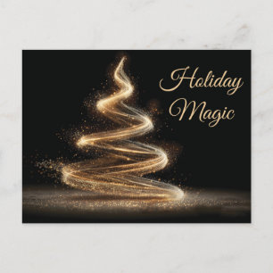 Cartão Postal Árvore de Natal Espiral Dourada e Elegante