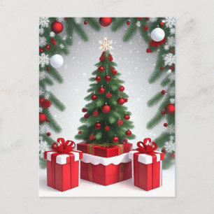 Cartão Postal Árvore de Natal Festiva Com Enfeites