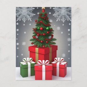 Cartão Postal Árvore de Natal Festiva Com Enfeites