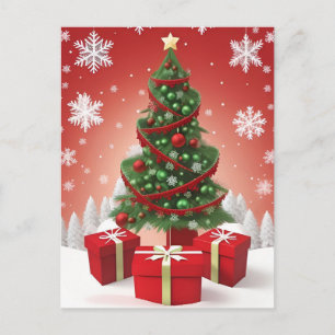 Cartão Postal Árvore de Natal Festiva Com Enfeites