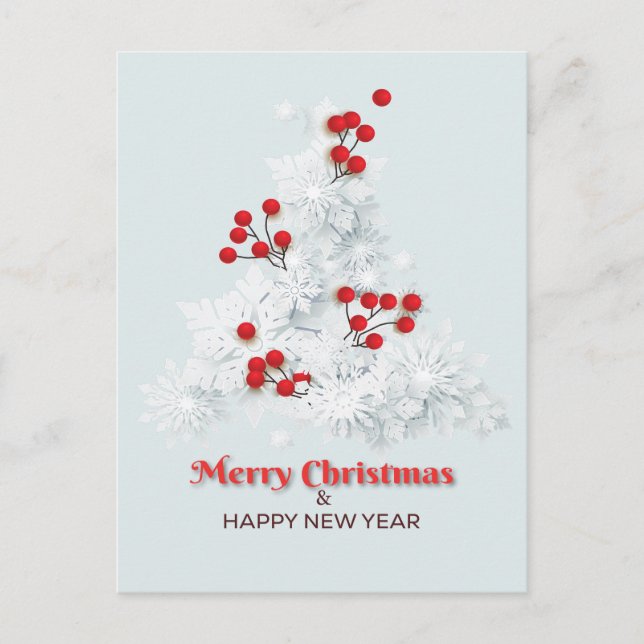 Cartão Postal Árvore de Natal Floco de Neve (Frente)