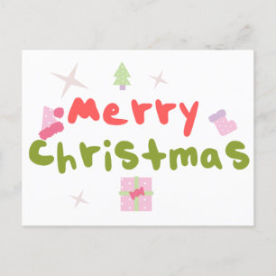 Cartão Postal Árvore de Natal Groovy em Letras Balão    