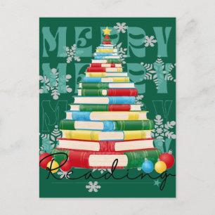 Cartão Postal Árvore de Natal Literária Feliz Leitura
