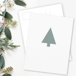 Cartão Postal Árvore de Natal mínima | Sage Green Clean Simples