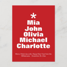 Cartão Postal Árvore de Natal - nomes brancos e personalizados m